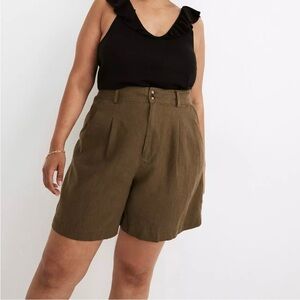 Madewell Linen Long Pleated Shorts AJ594 size 12